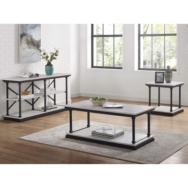 Image 7 Regorra 23 3/4"W Antique White and Black 1-Shelf End Table more views