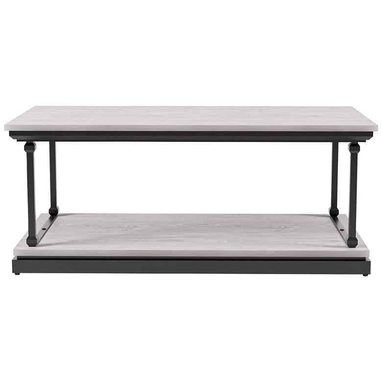 Image 2 Regorra 47 1/4 inchW Antique White Black 1-Shelf Coffee Table