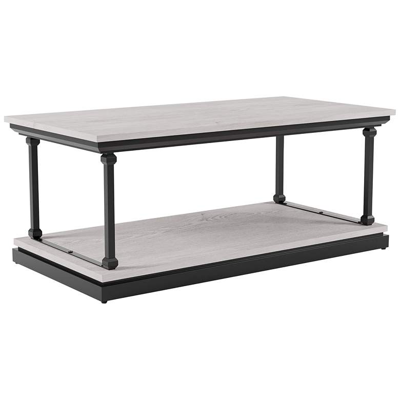 Image 5 Regorra 47 1/4"W Antique White Black 1-Shelf Coffee Table more views
