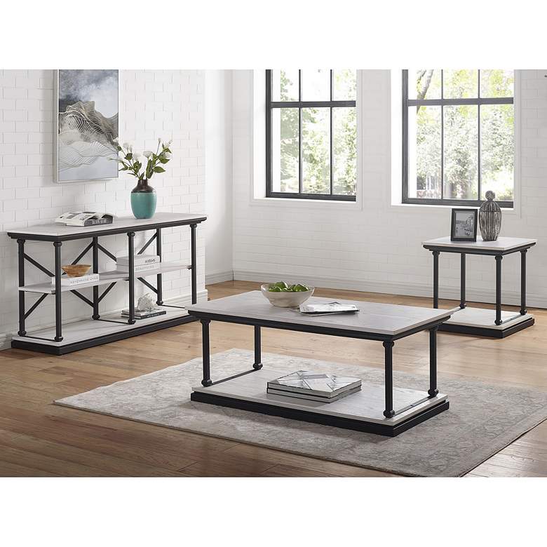 Image 7 Regorra 47 1/4"W Antique White Black 1-Shelf Coffee Table more views