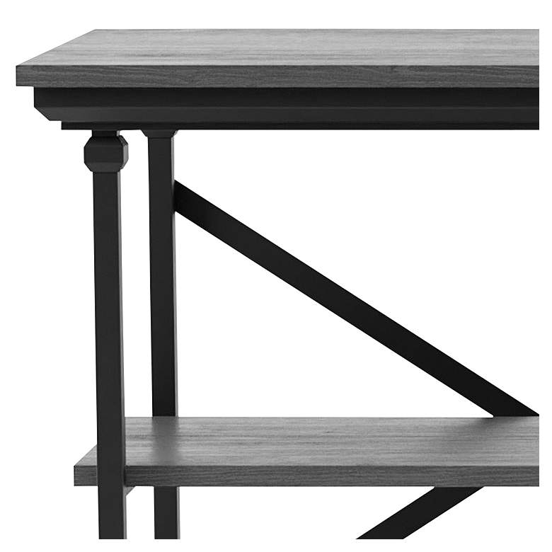 Image 3 Regorra 59"W Antique Gray and Black 2-Shelf Console Table more views