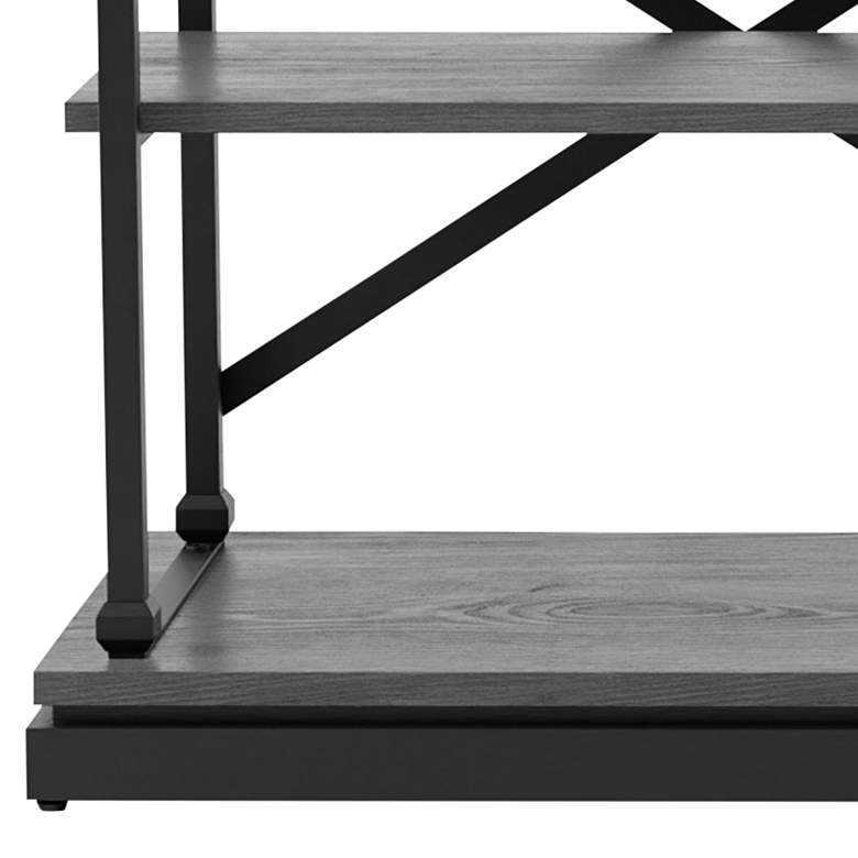Image 4 Regorra 59"W Antique Gray and Black 2-Shelf Console Table more views