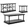 Regorra Gray and Black 3-Piece Shelf Coffee Table Set