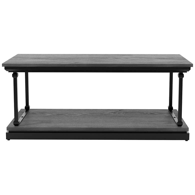 Image 3 Regorra Gray and Black 3-Piece Shelf Coffee Table Set more views