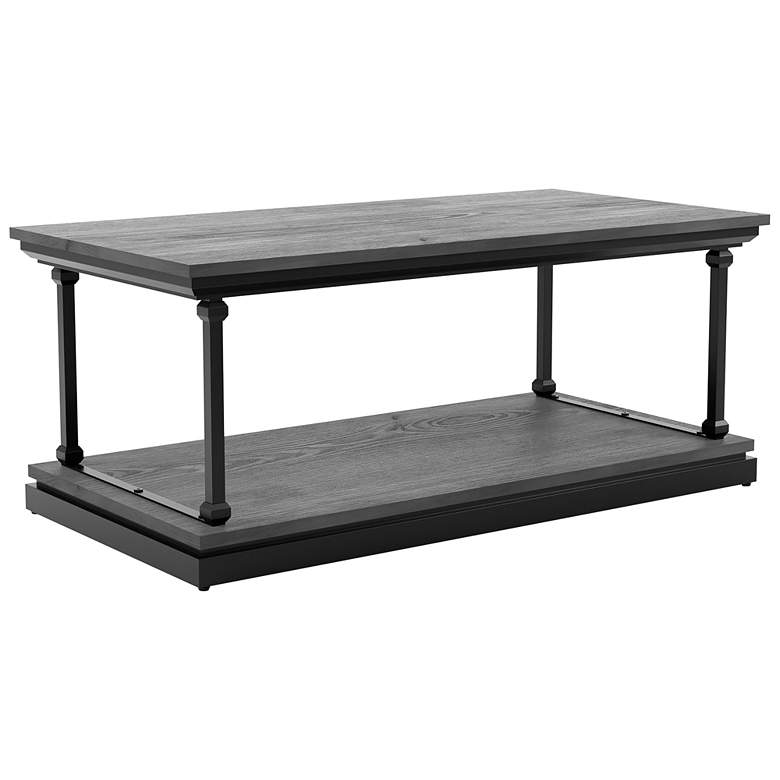 Image 7 Regorra Gray and Black 3-Piece Shelf Coffee Table Set more views