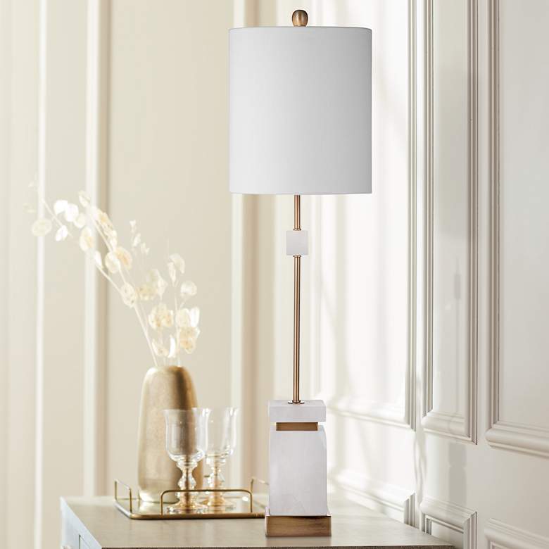 Image 1 Regulus Gold Metal and White Marble Table Lamp