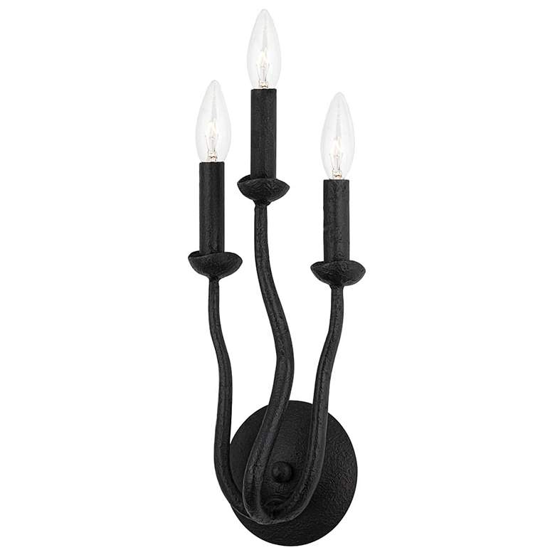 Image 1 Reign 15 1/4 inch High Black Iron 3-Light Wall Sconce