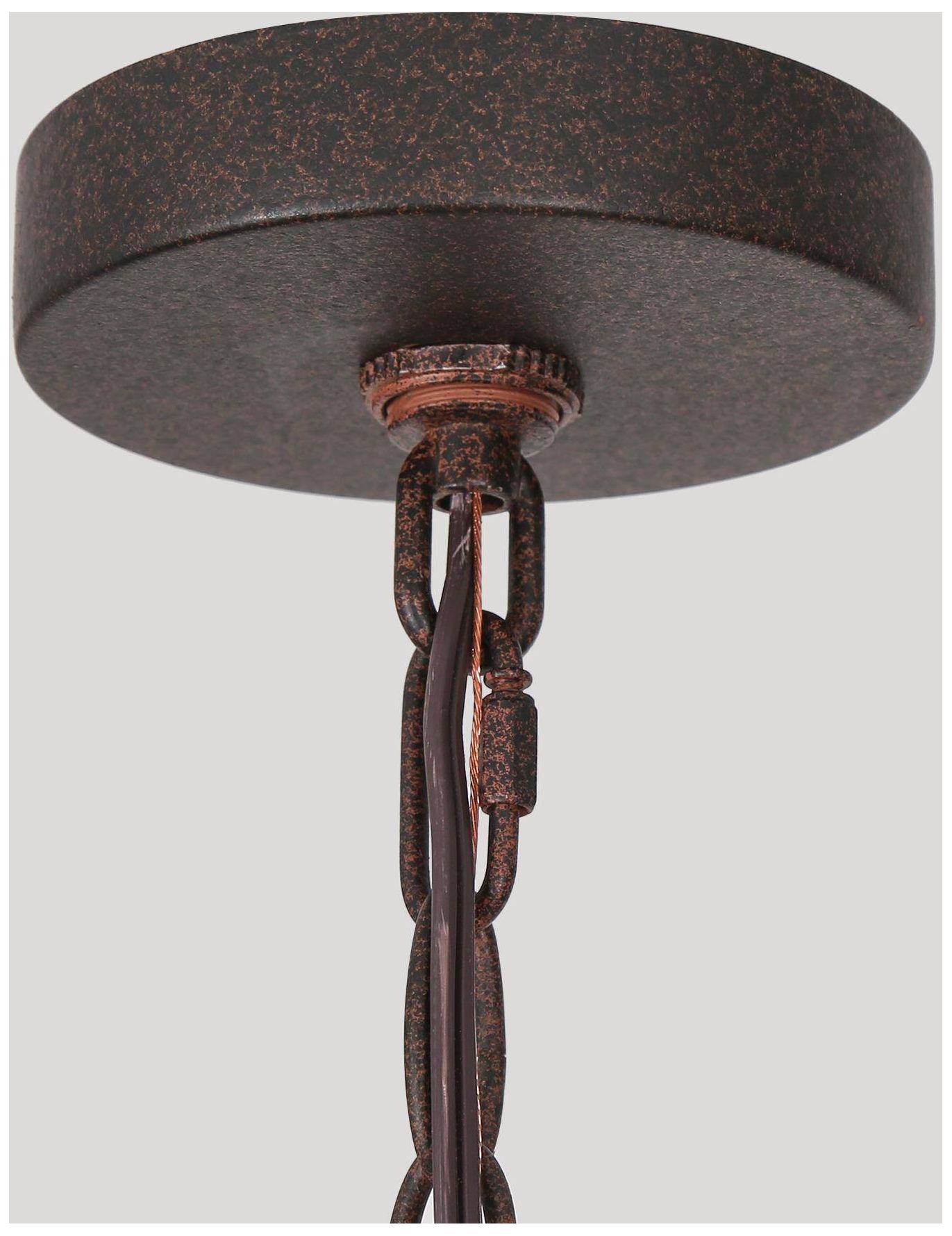 Reina 16 1/2" Wide Rusted Iron and Wood Beads 4-Pendant