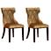 Reine Antique Gold and Walnut Velvet Dining Chair (Set of Two)