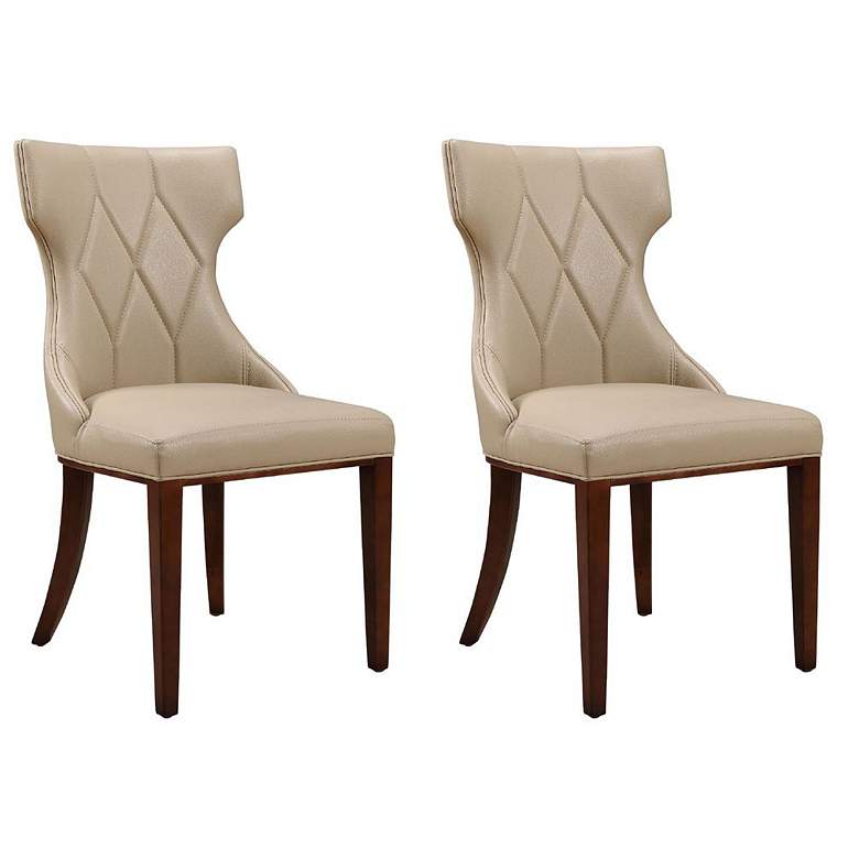 Image 1 Reine Cream Faux Leather Dining Chairs Set of 2
