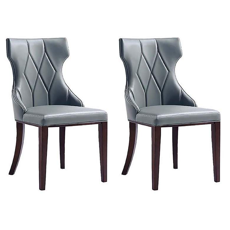 Image 1 Reine Faux Leather Dining Chair in Pebble Grey (Set of 2)