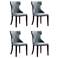 Reine Faux Leather Dining Chair in Pebble Grey (Set of 4)