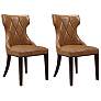 Reine Saddle and Walnut Faux Leather Dining Chair (Set of Two)