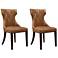 Reine Saddle and Walnut Faux Leather Dining Chair (Set of Two)