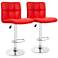 Reiner Red Faux Leather Swivel Adjustable Stools Set of 2