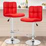 Reiner Red Faux Leather Swivel Adjustable Stools Set of 2