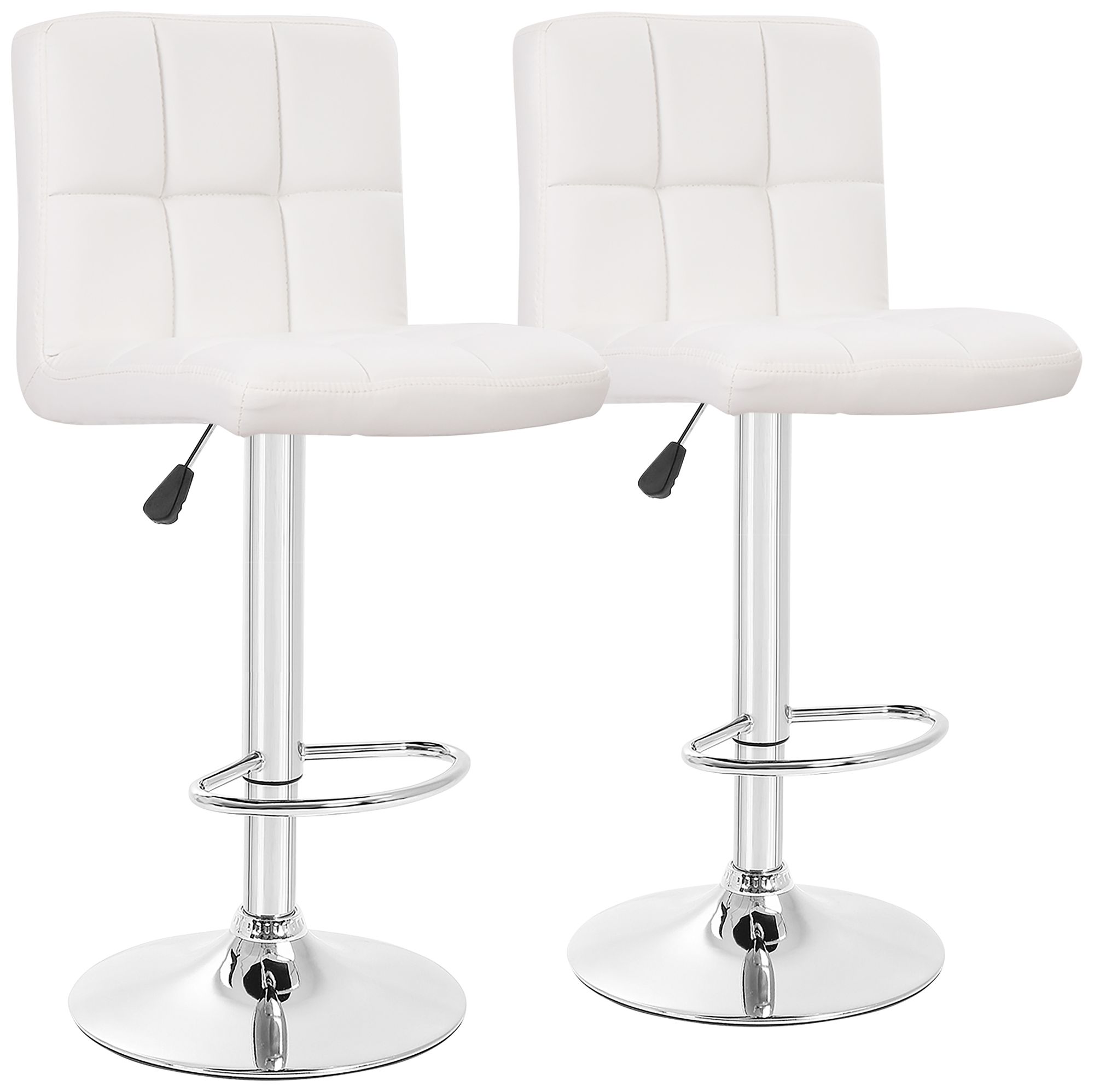 Reiner White Faux Leather Adjustable Stools Set of 2