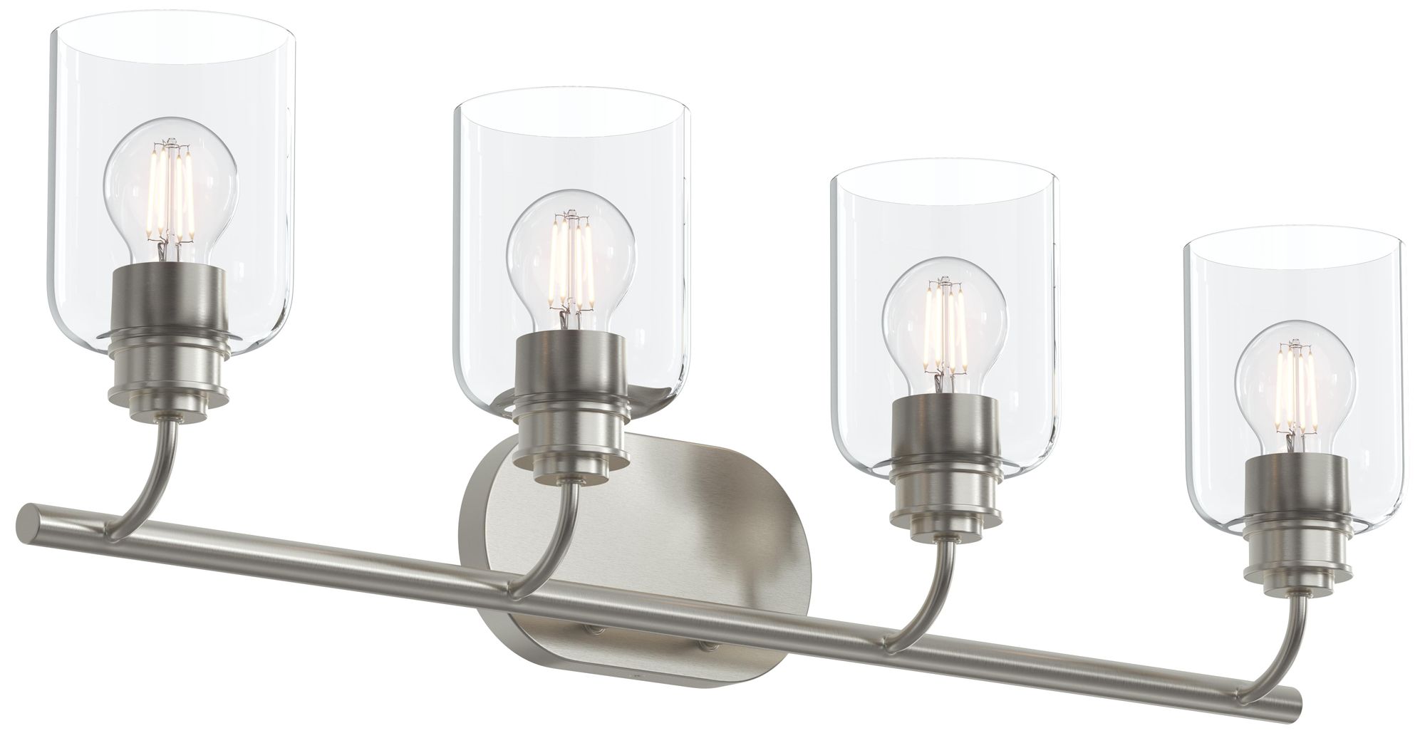 Reines Four-Light Bath Vanity with Clear Glass Shades
