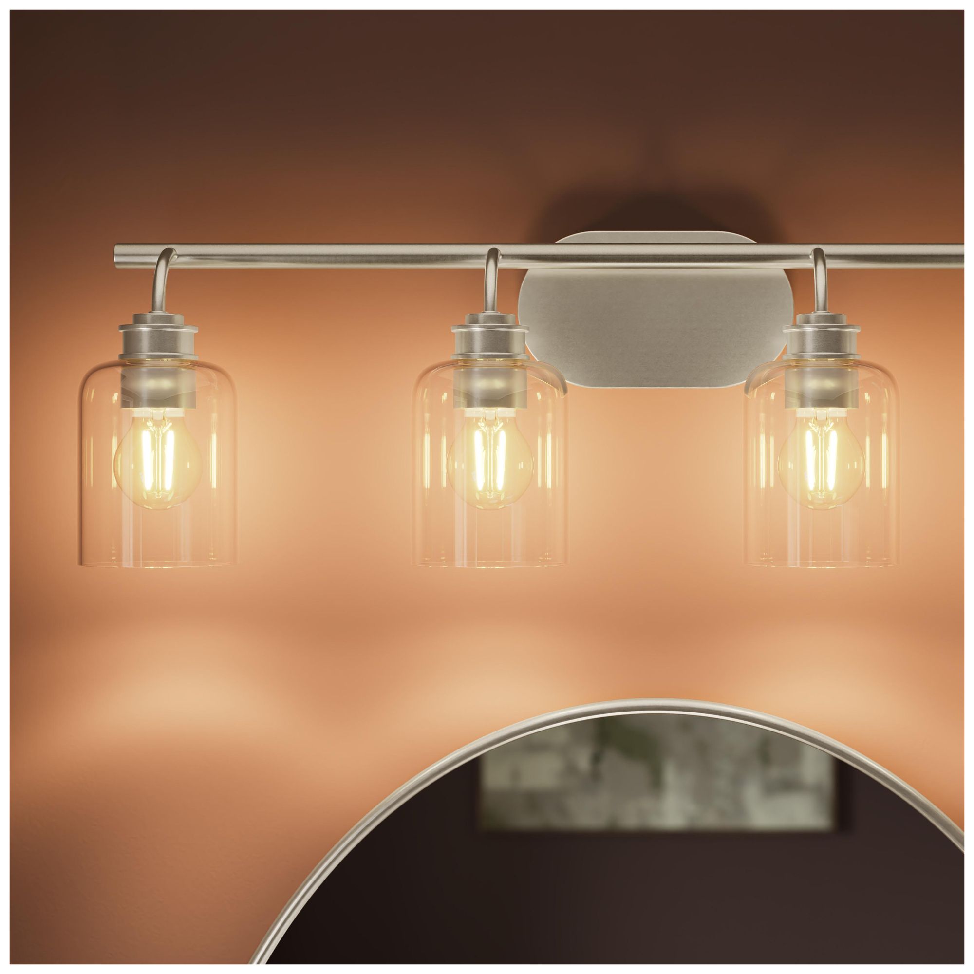 Reines Four-Light Bath Vanity with Clear Glass Shades