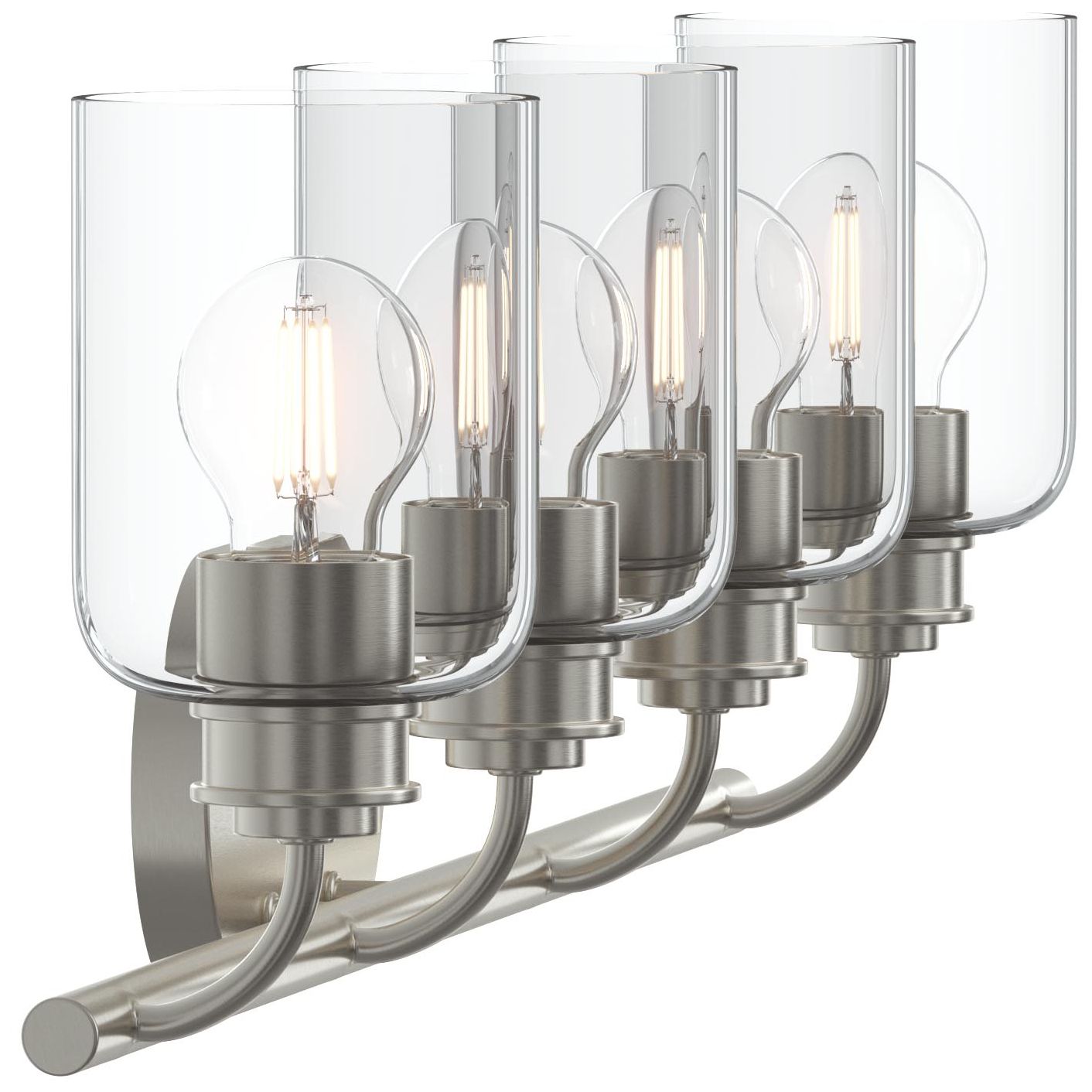 Reines Four-Light Bath Vanity with Clear Glass Shades