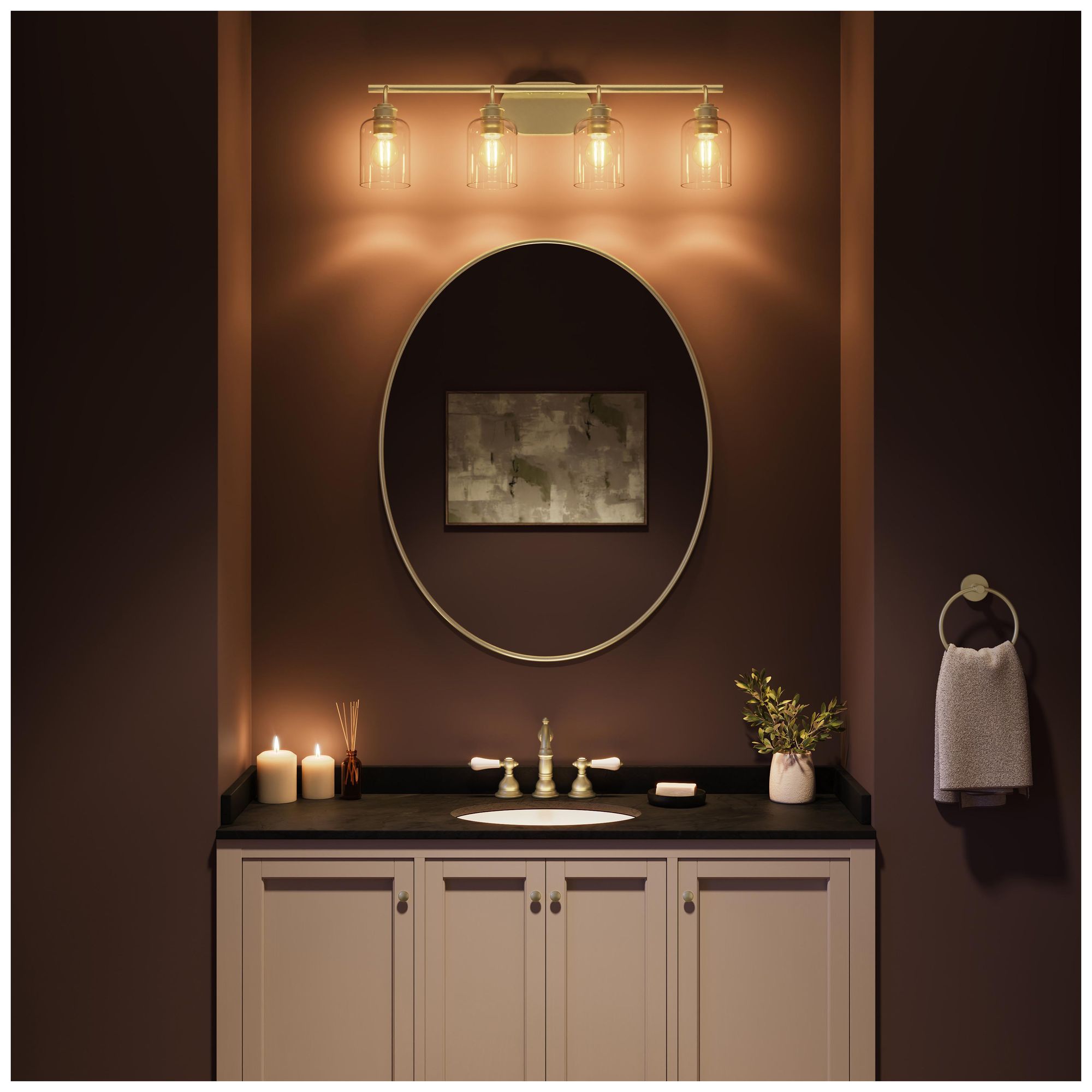 Image 5 Reines Four-Light Bath Vanity with Clear Glass Shades more views