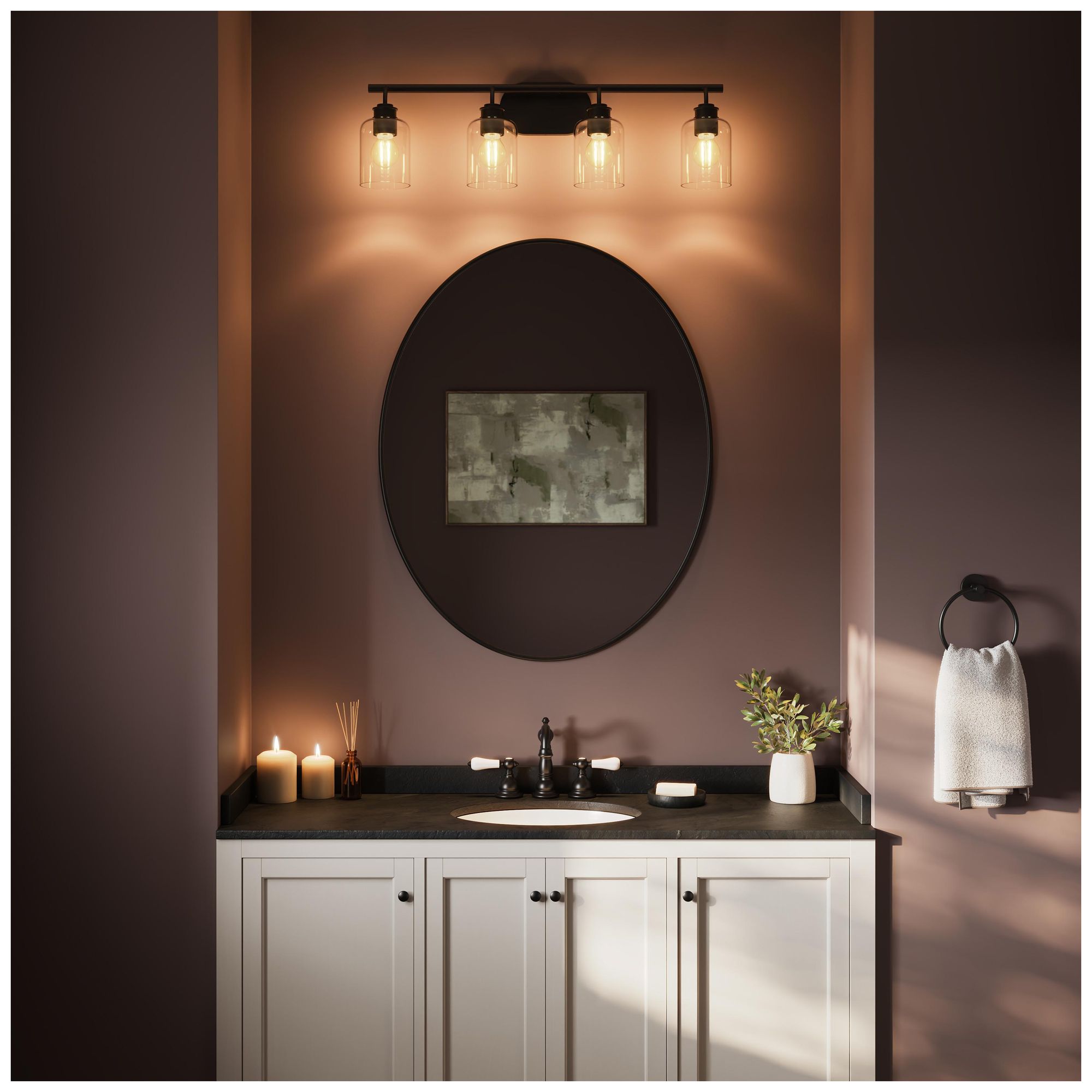 Image 3 Reines Four-Light Bath Vanity with Clear Glass Shades more views