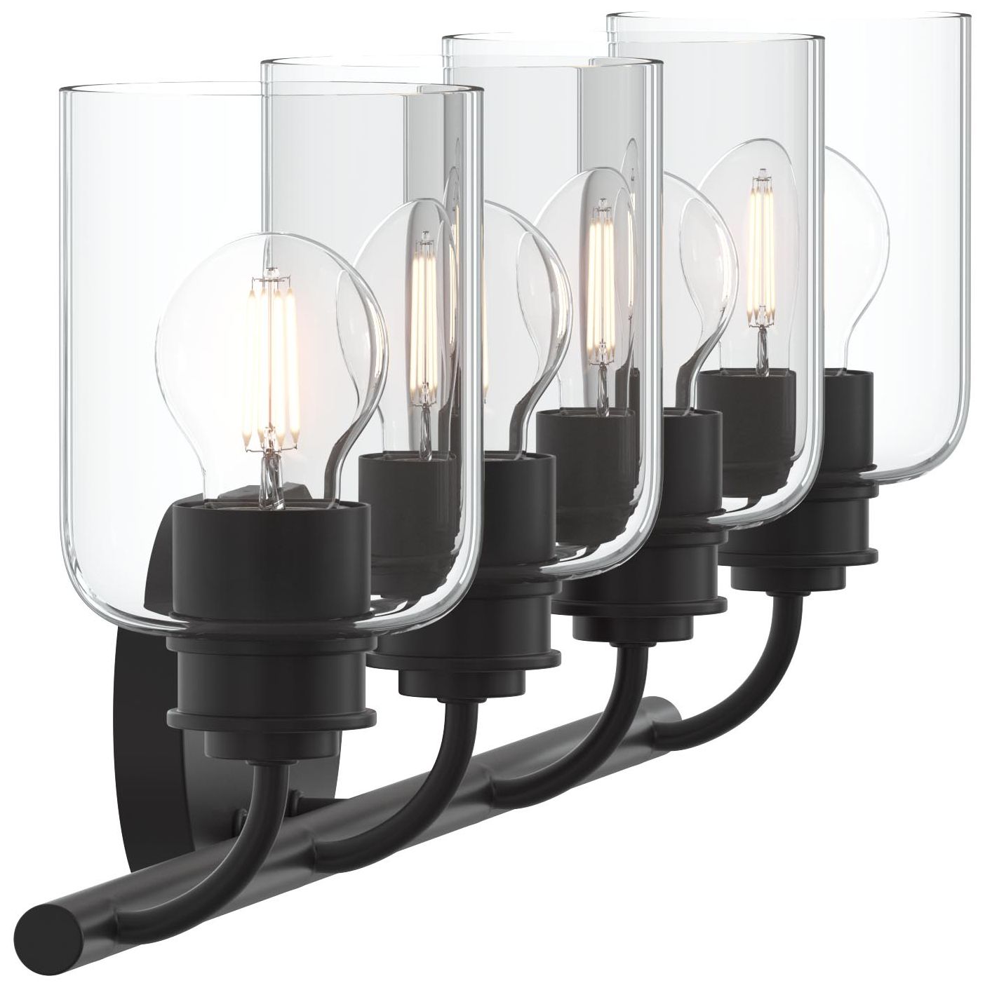 Reines Four-Light Bath Vanity with Clear Glass Shades