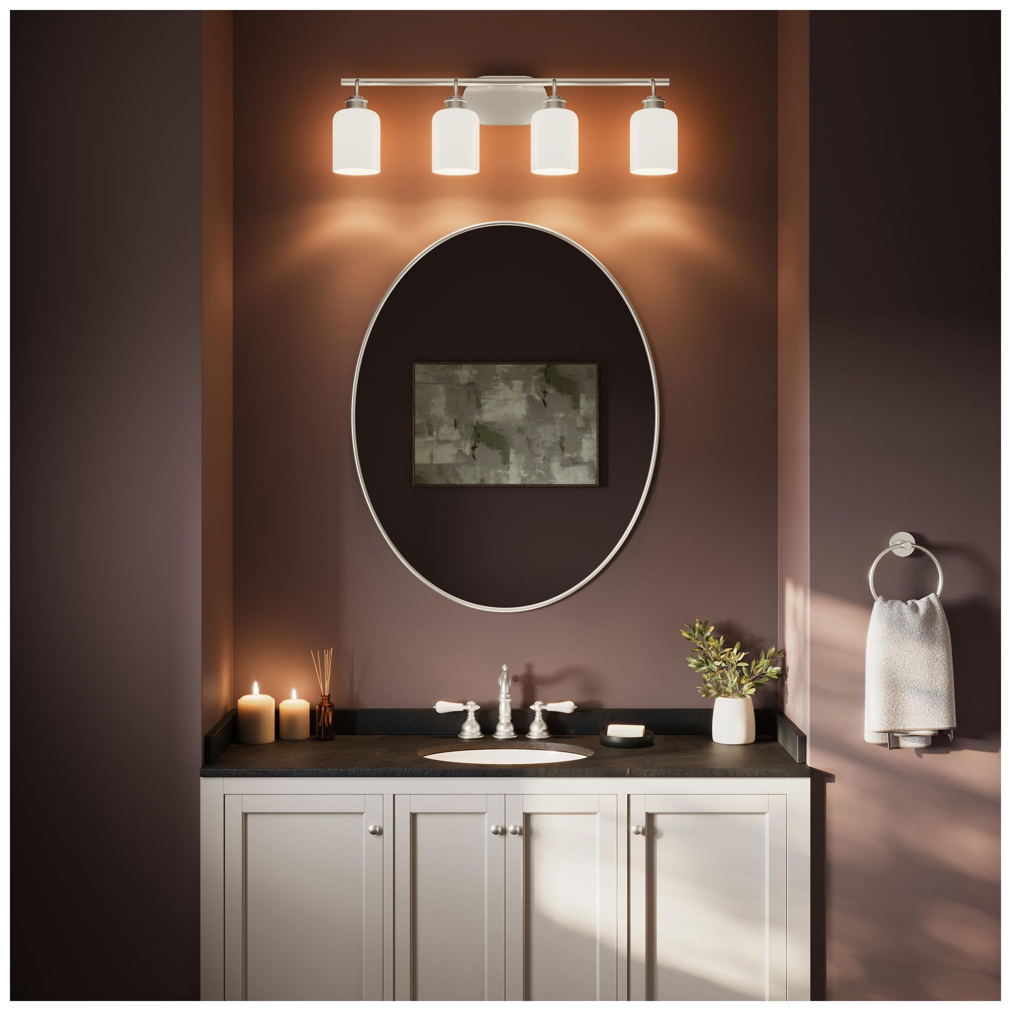 Image 4 Reines Four-Light Bath Vanity with Opal Glass Shades more views