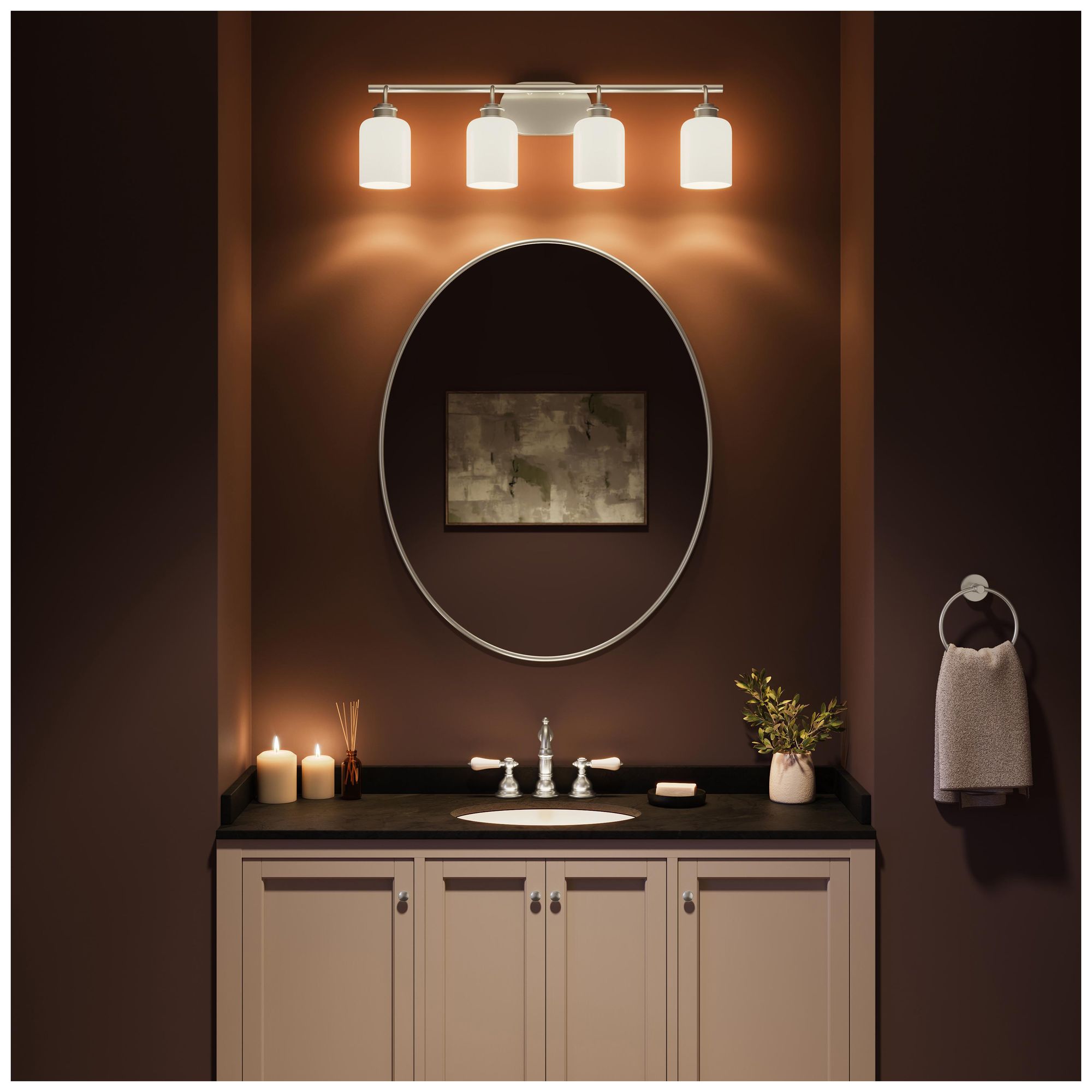 Image 5 Reines Four-Light Bath Vanity with Opal Glass Shades more views