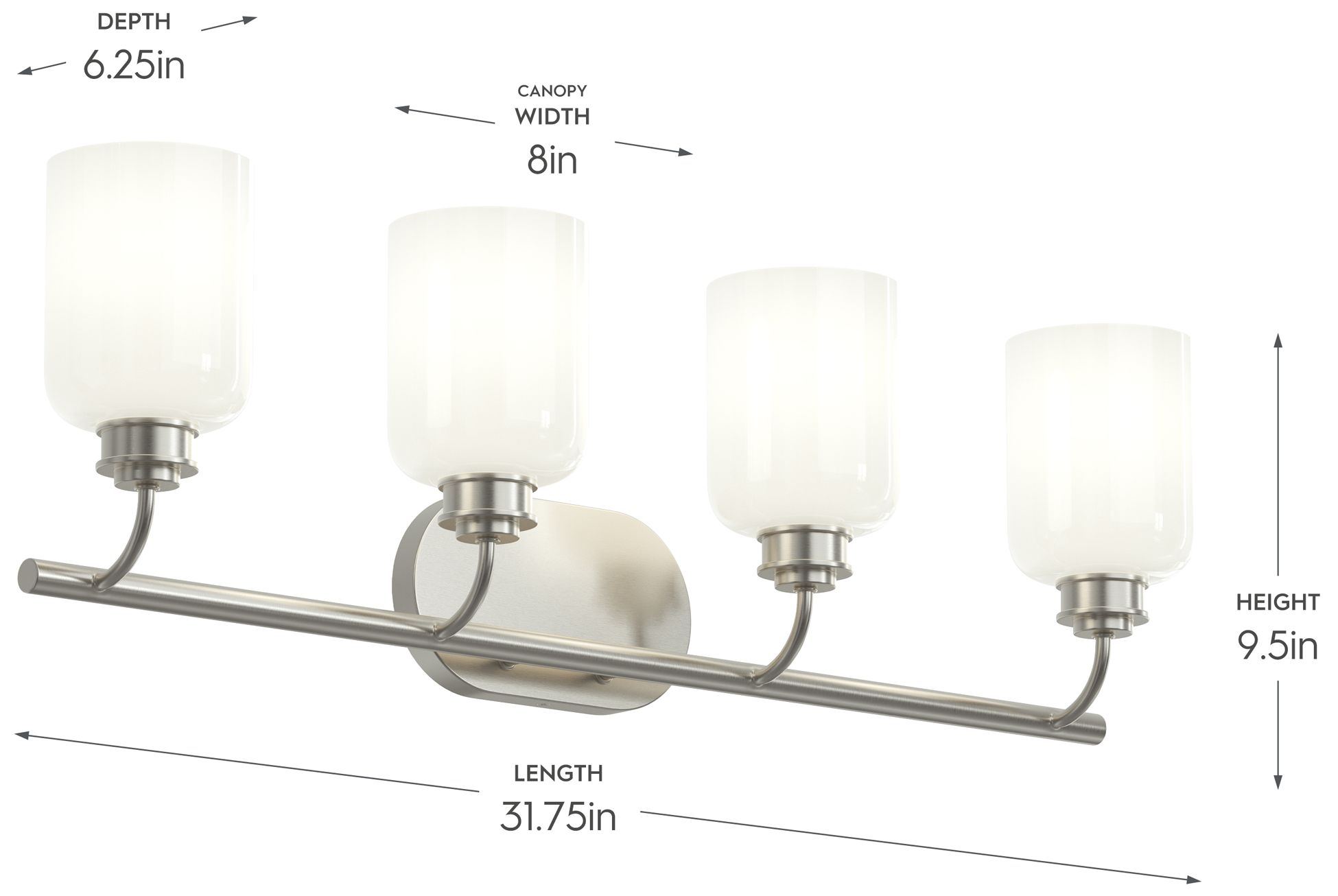 Image 6 Reines Four-Light Bath Vanity with Opal Glass Shades more views