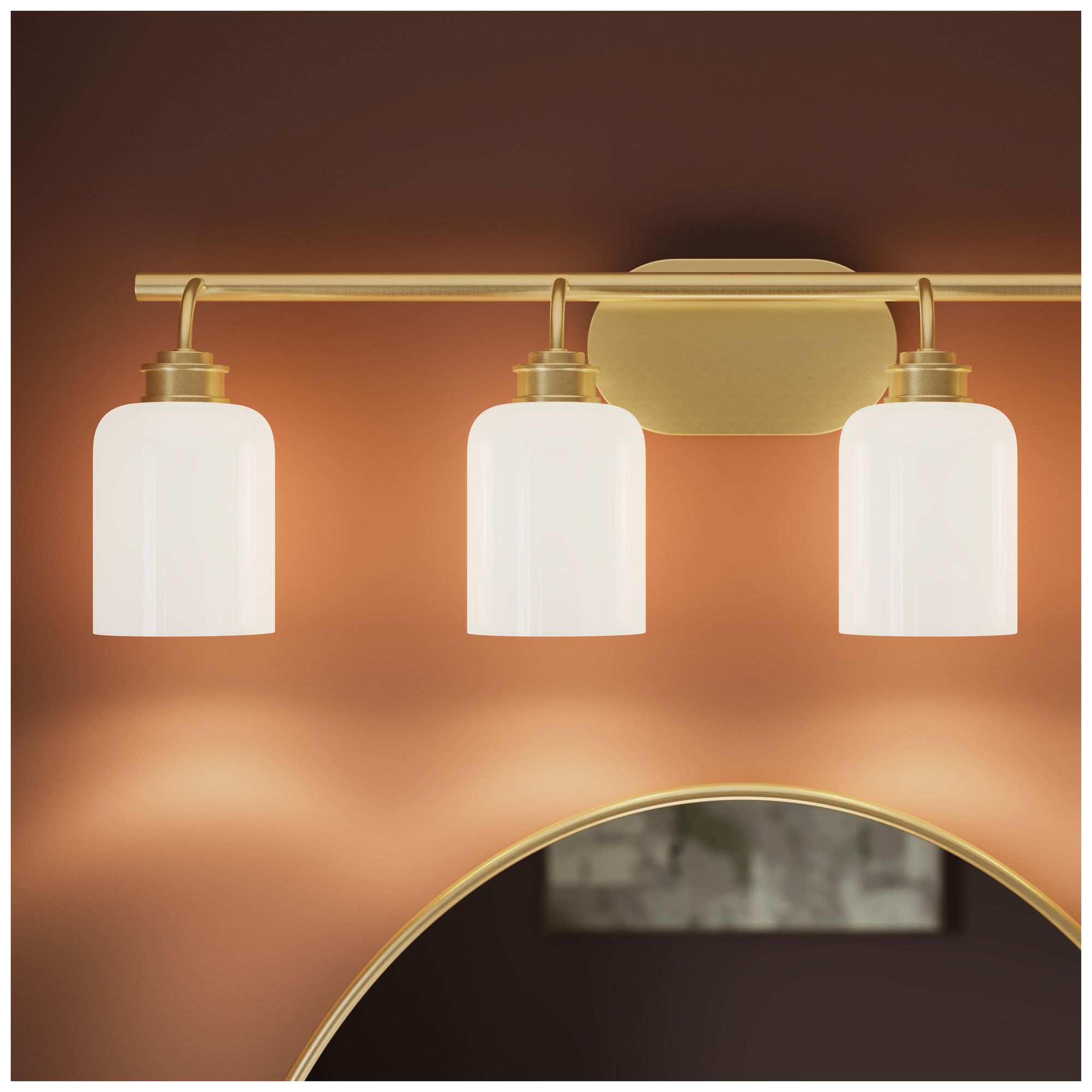 Reines Four-Light Bath Vanity with Opal Glass Shades