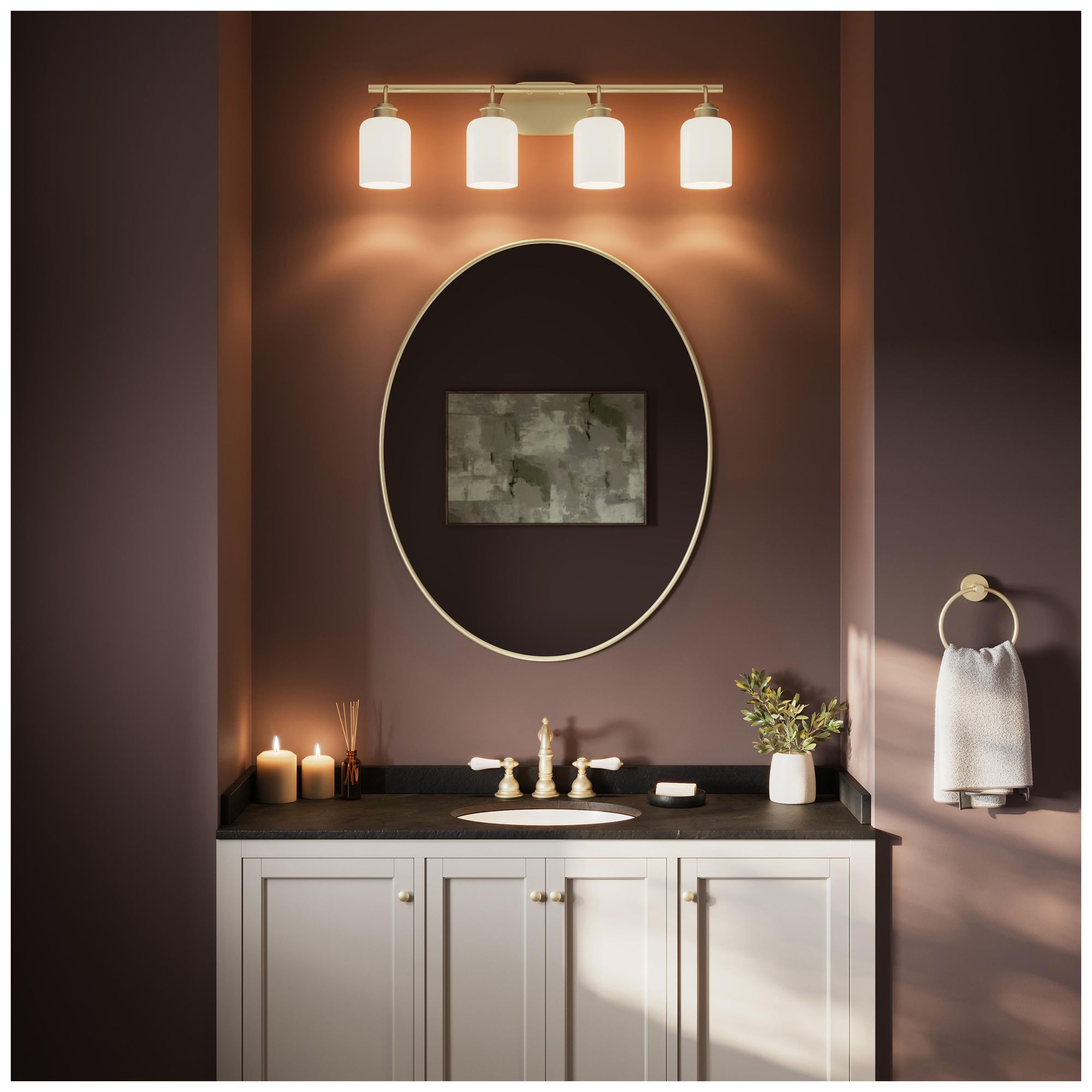 Image 4 Reines Four-Light Bath Vanity with Opal Glass Shades more views