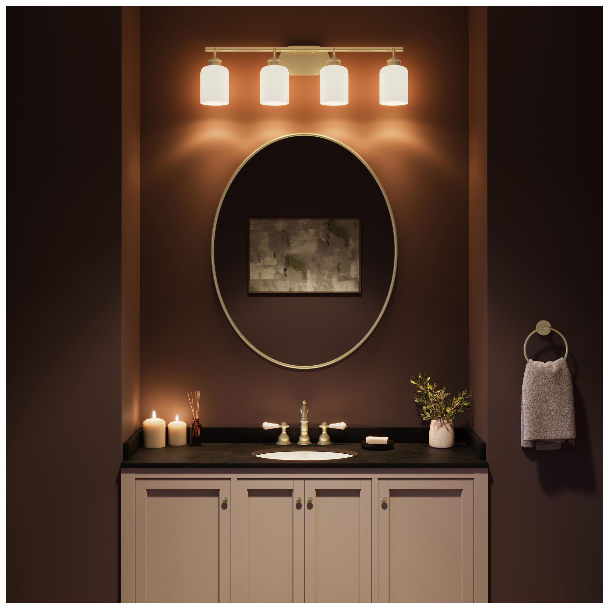 Image 5 Reines Four-Light Bath Vanity with Opal Glass Shades more views