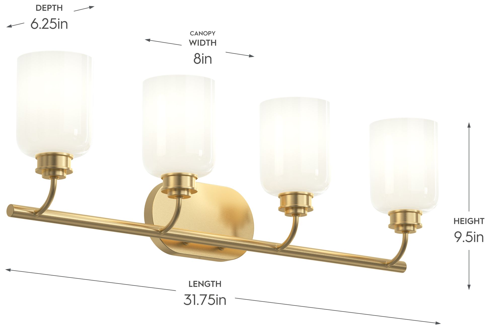 Image 6 Reines Four-Light Bath Vanity with Opal Glass Shades more views