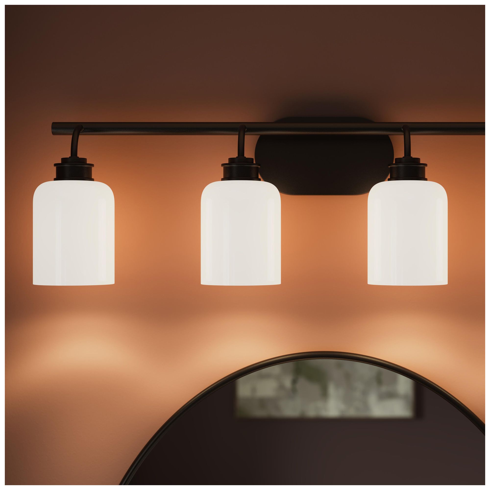 Reines Four-Light Bath Vanity with Opal Glass Shades