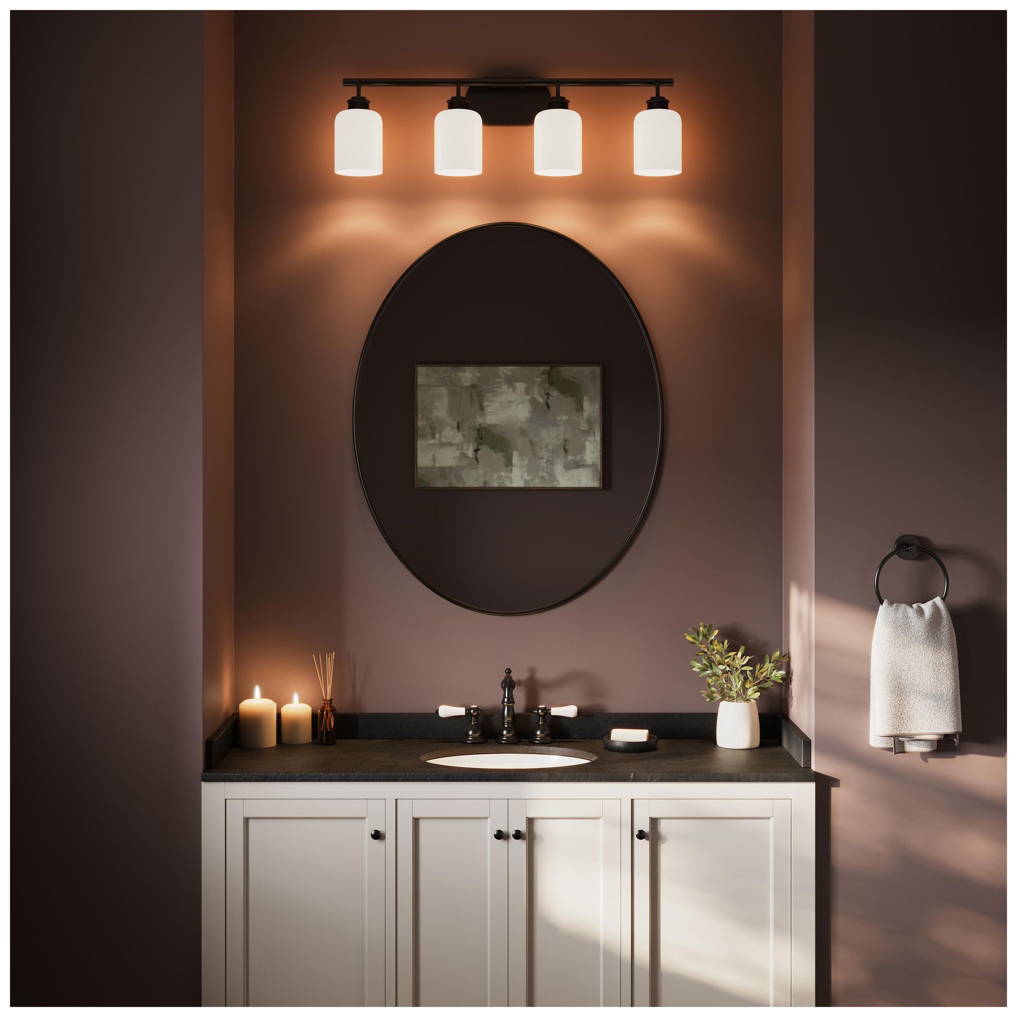 Image 4 Reines Four-Light Bath Vanity with Opal Glass Shades more views