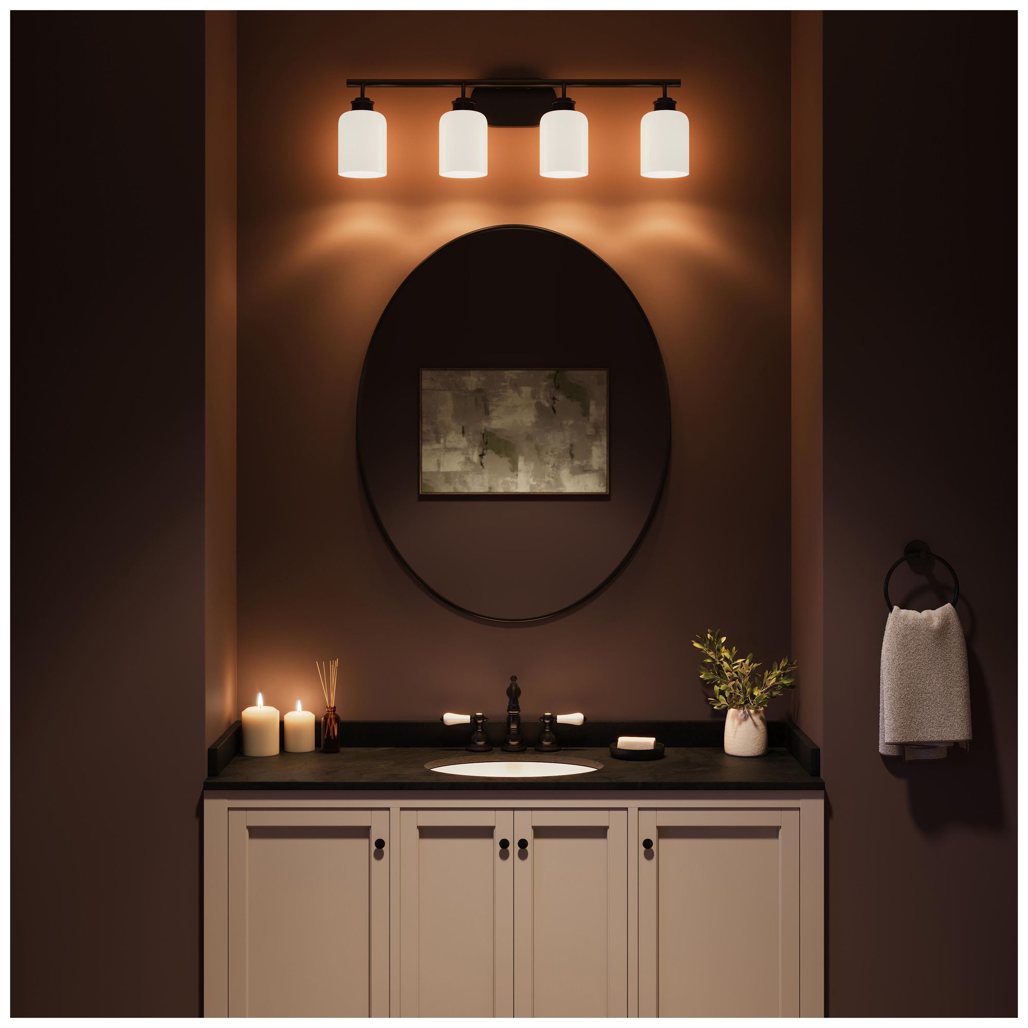 Image 5 Reines Four-Light Bath Vanity with Opal Glass Shades more views