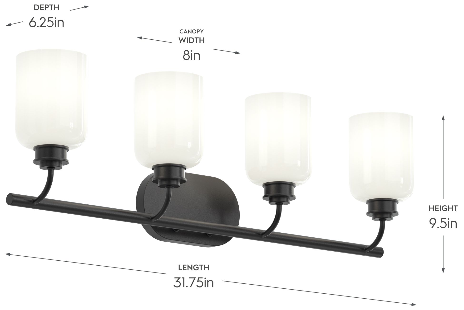 Image 6 Reines Four-Light Bath Vanity with Opal Glass Shades more views