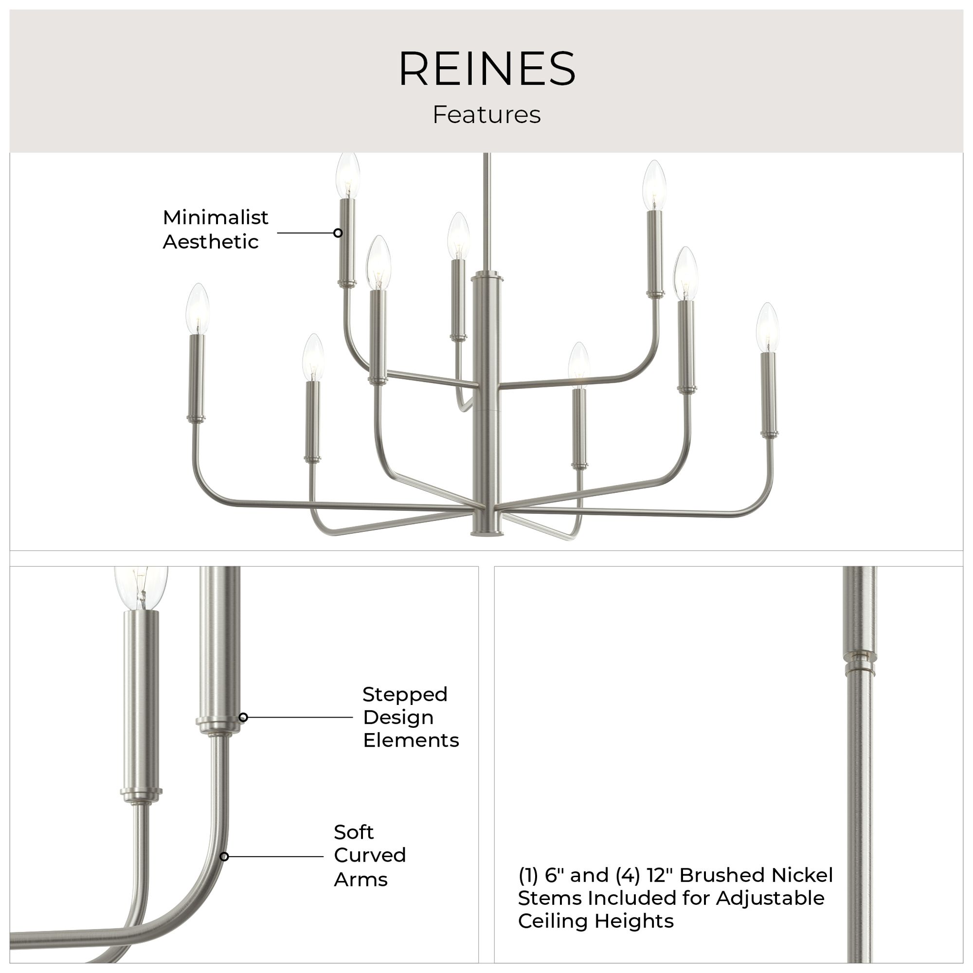 Reines Nine-Light Two-Tier  Chandelier