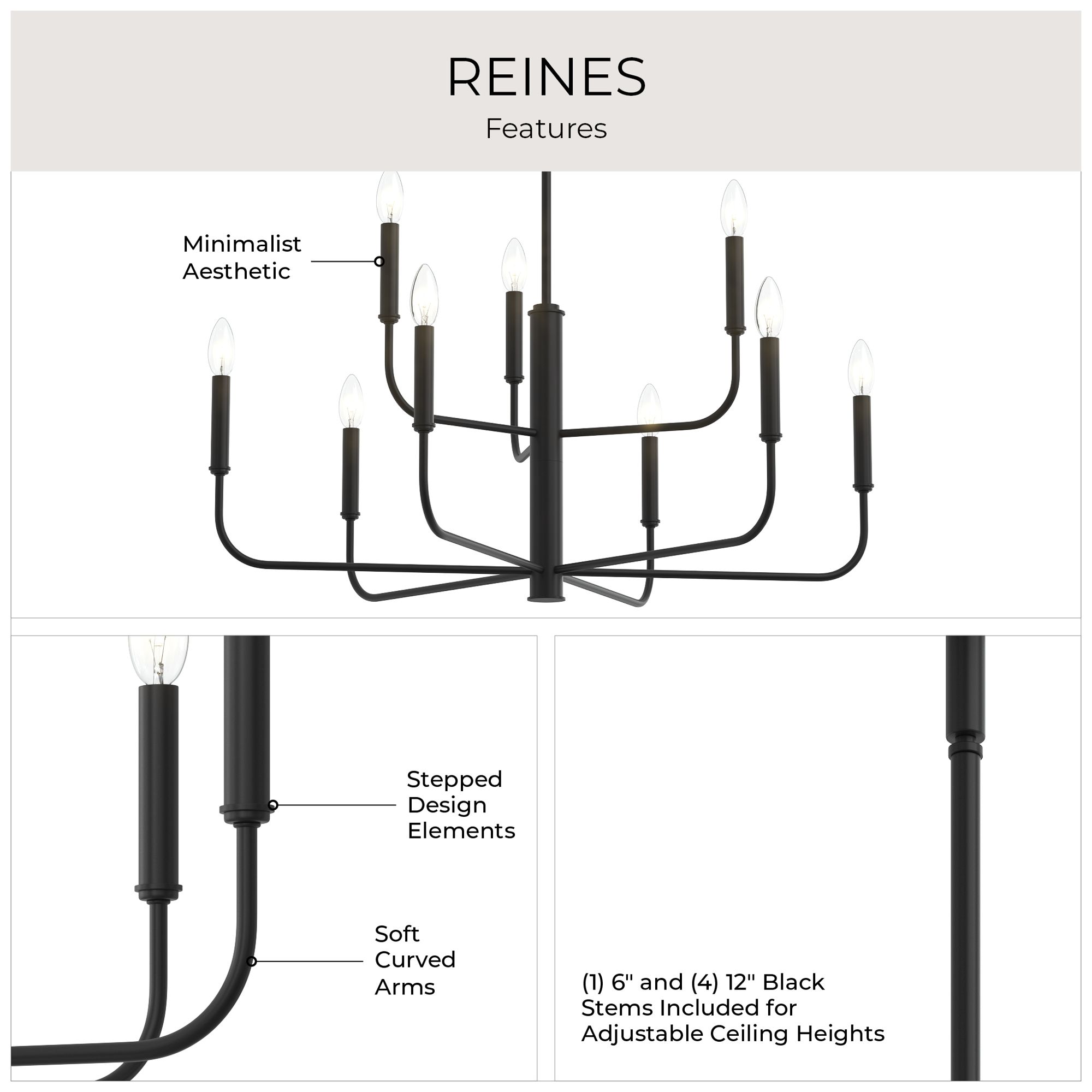 Reines Nine-Light Two-Tier  Chandelier