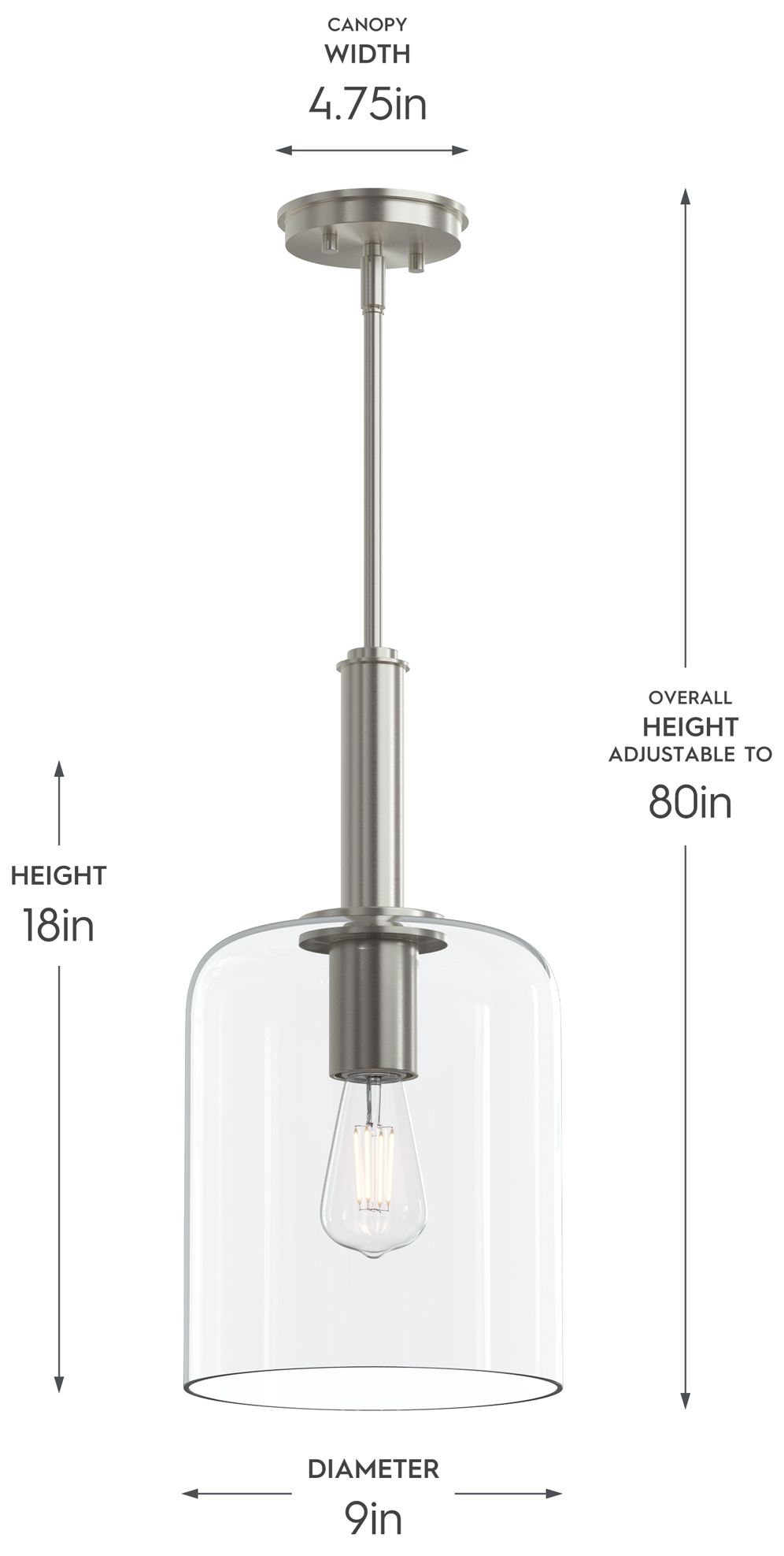 Image 5 Reines One-Light Pendant with Clear Glass Shade more views