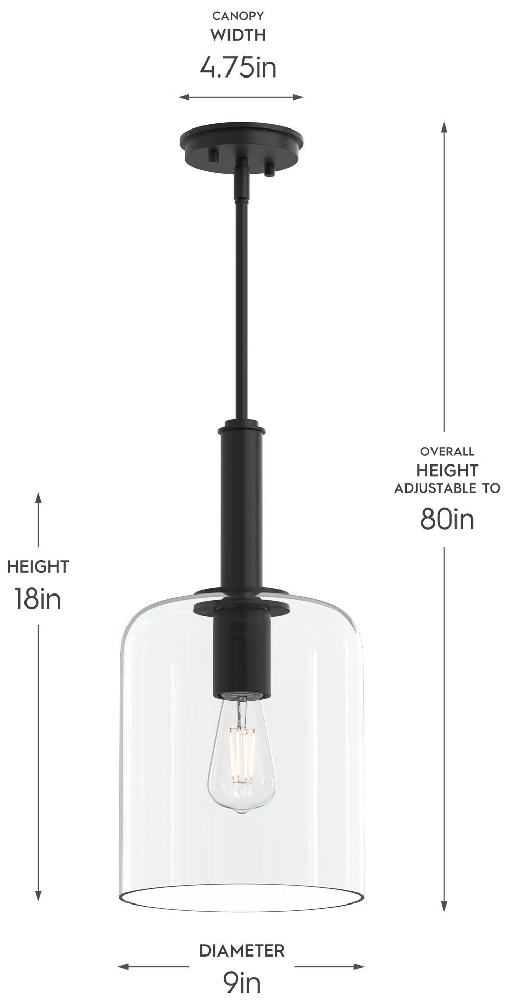 Image 5 Reines One-Light Pendant with Clear Glass Shade more views