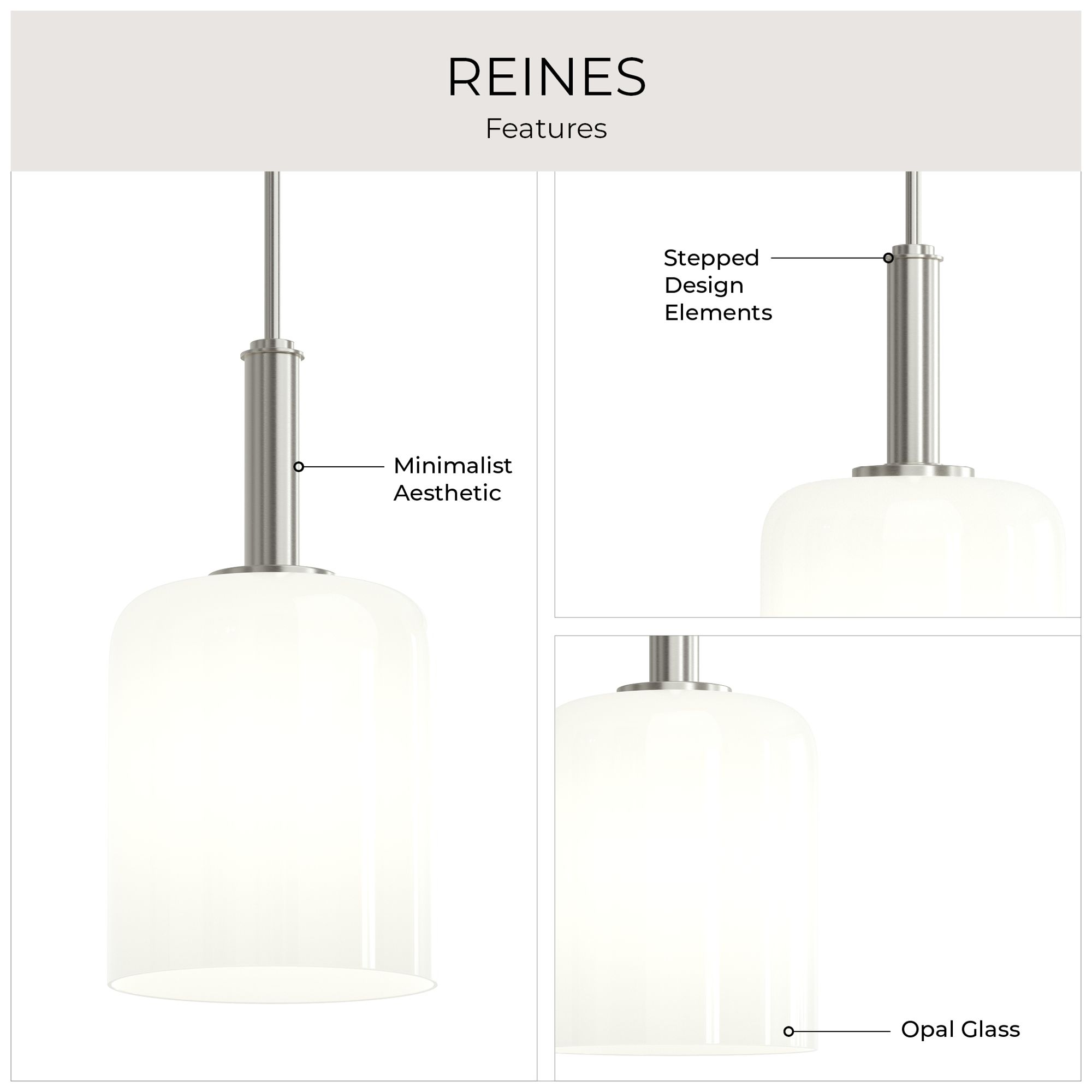 Reines One-Light Pendant with Opal Glass Shade
