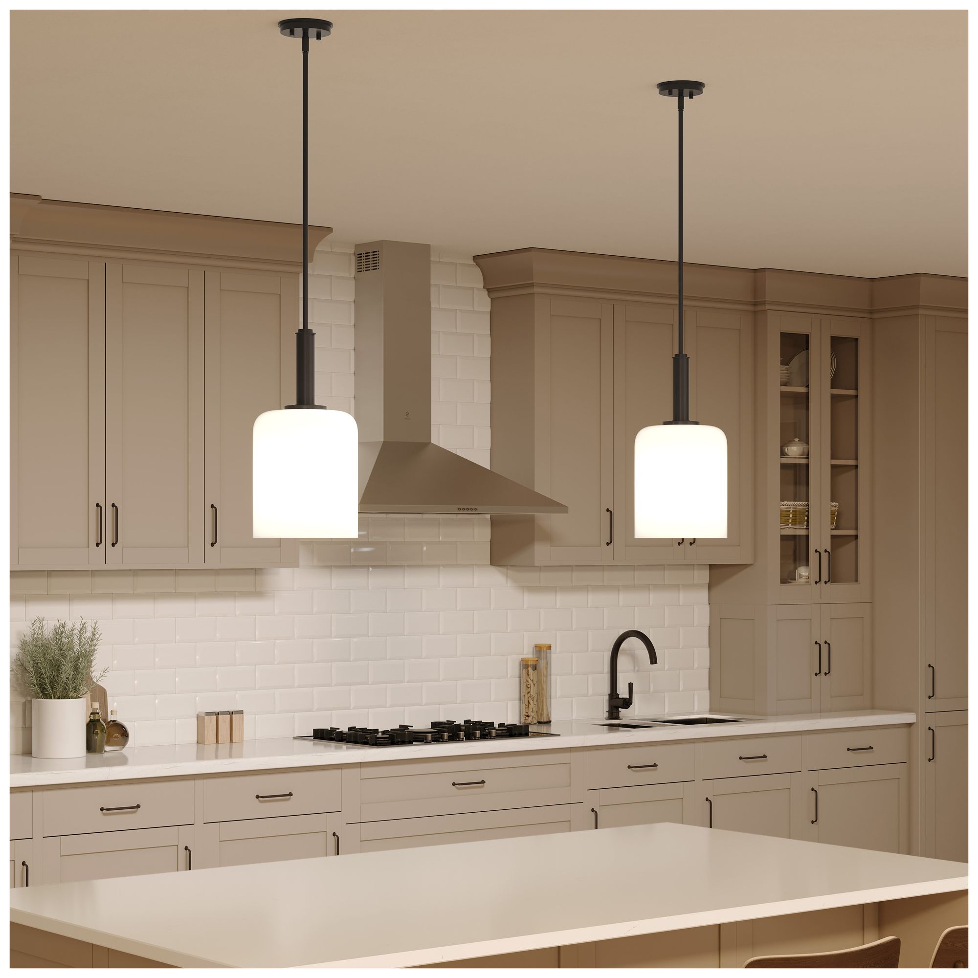 Image 5 Reines One-Light Pendant with Opal Glass Shade more views