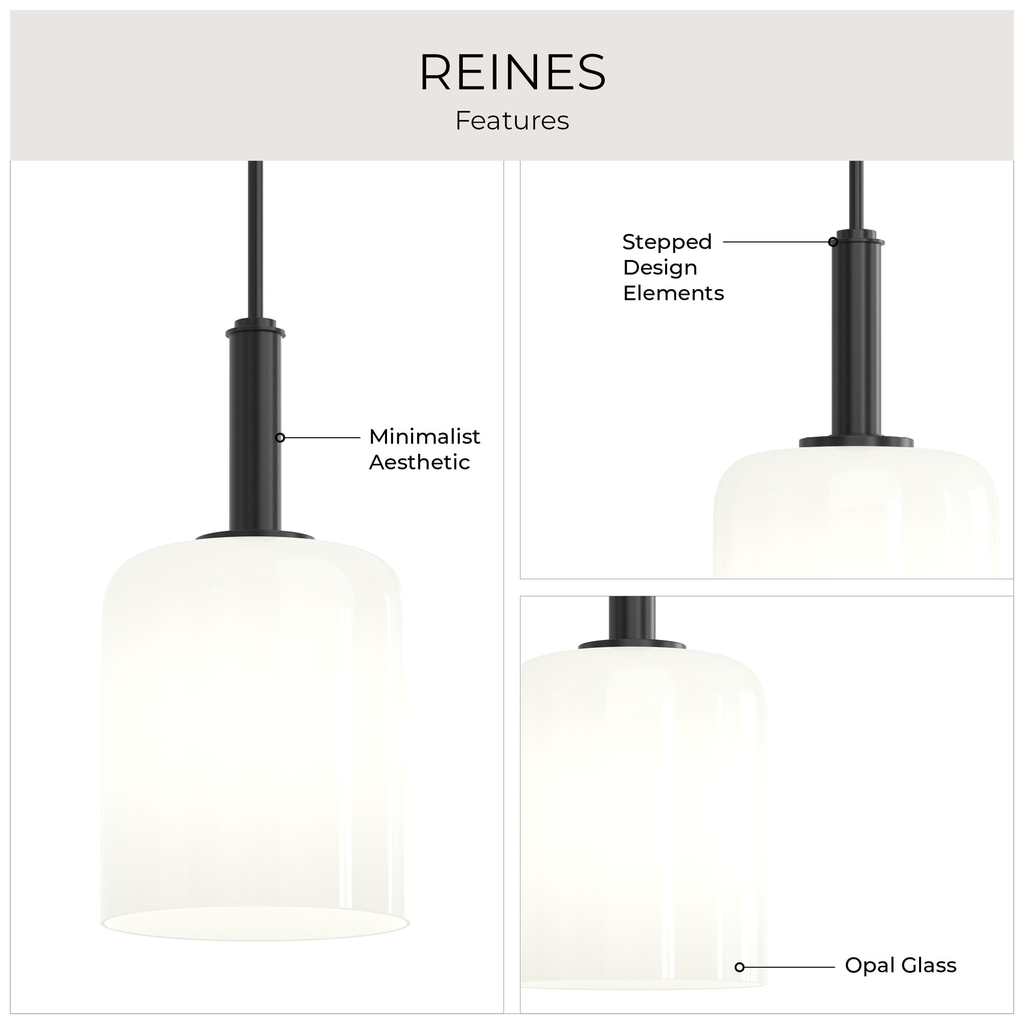 Reines One-Light Pendant with Opal Glass Shade