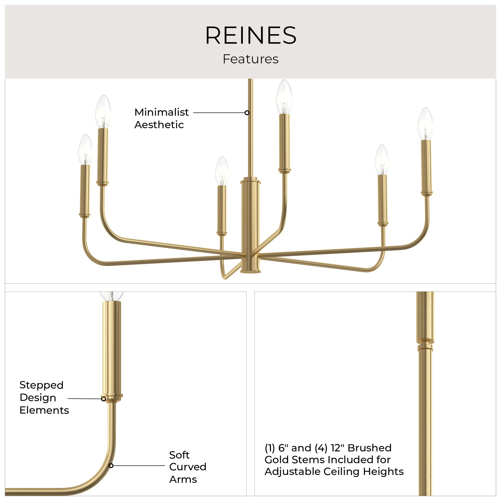 Reines Six-Light Large  Chandelier
