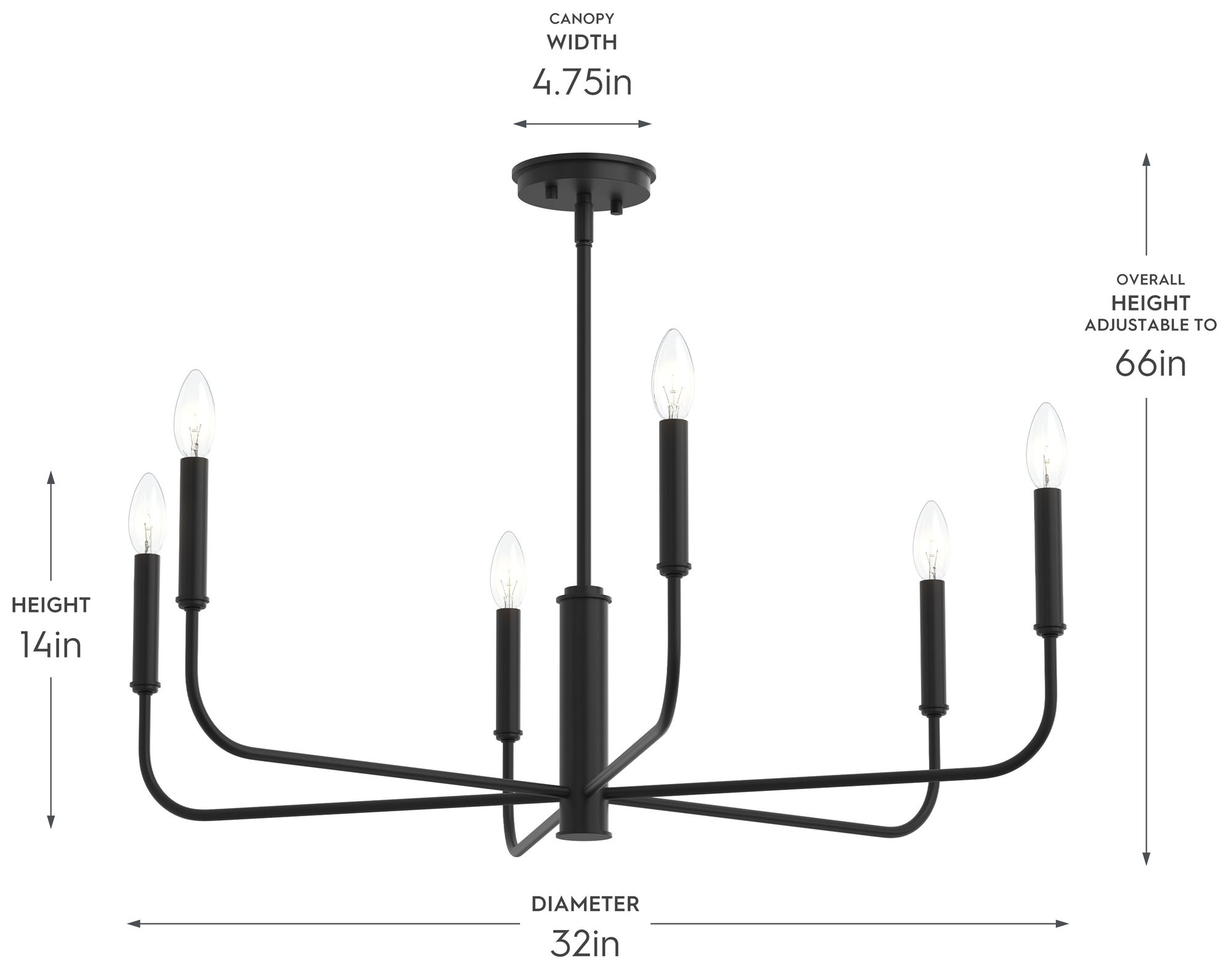 Image 6 Reines Six-Light Large  Chandelier more views