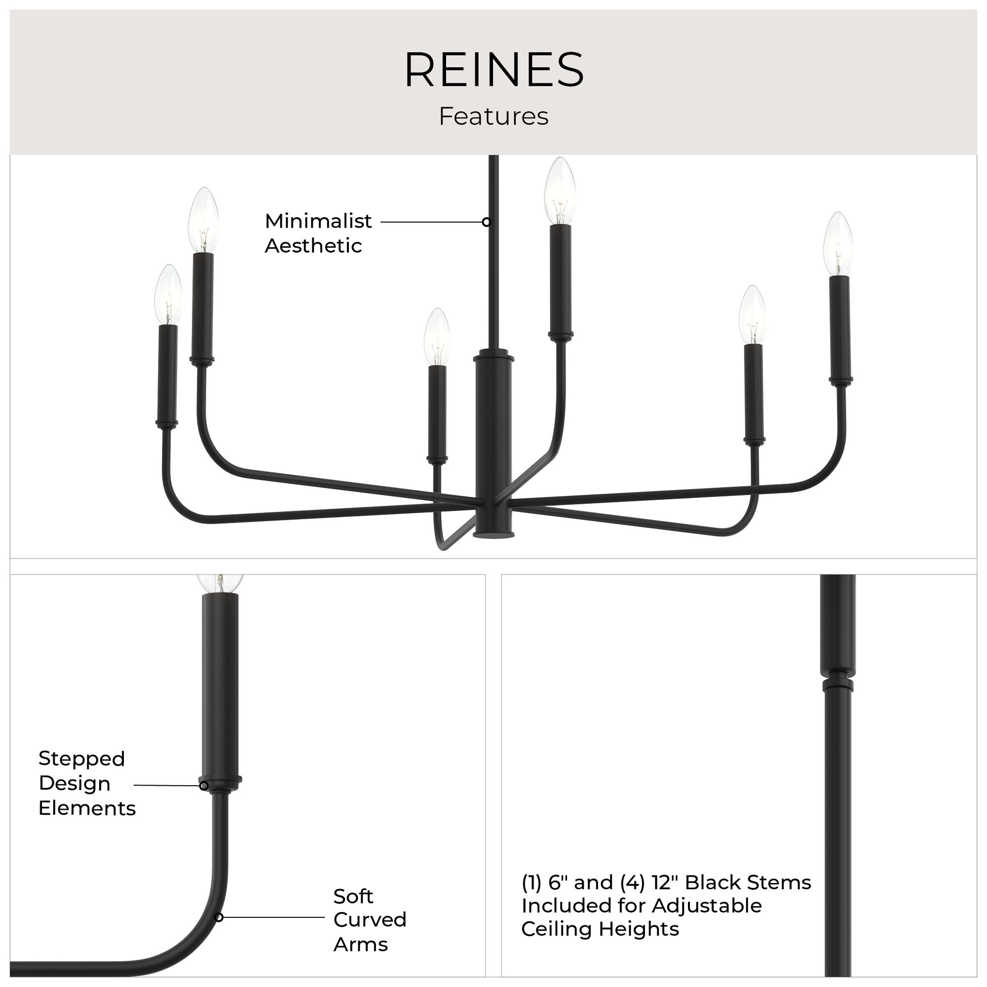 Reines Six-Light Large  Chandelier