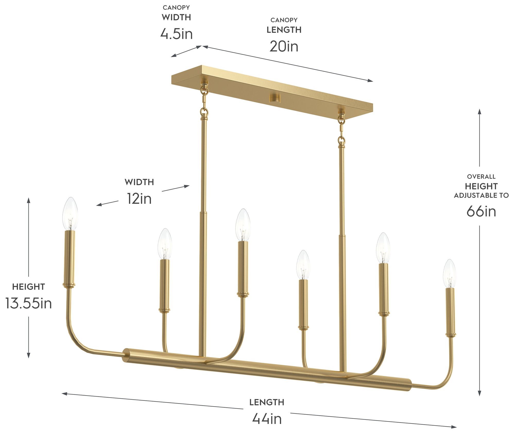 Image 6 Reines Six-Light Linear  Chandelier more views