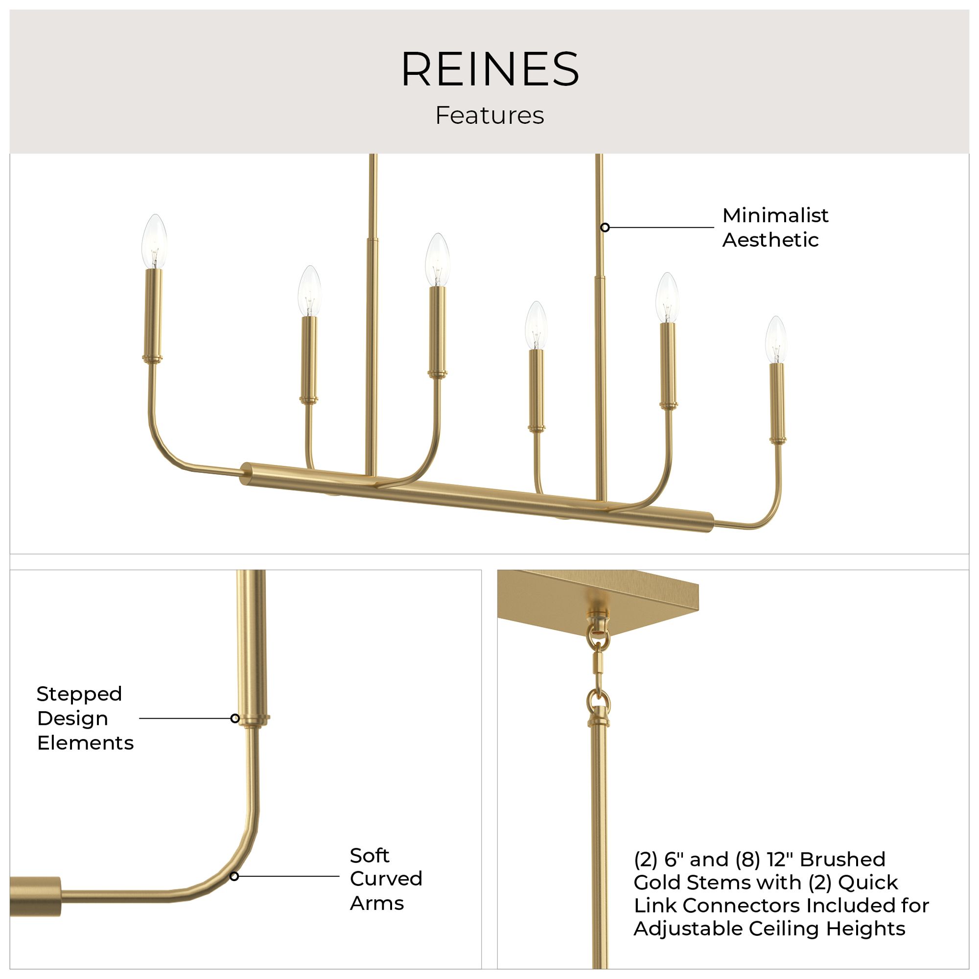 Reines Six-Light Linear  Chandelier